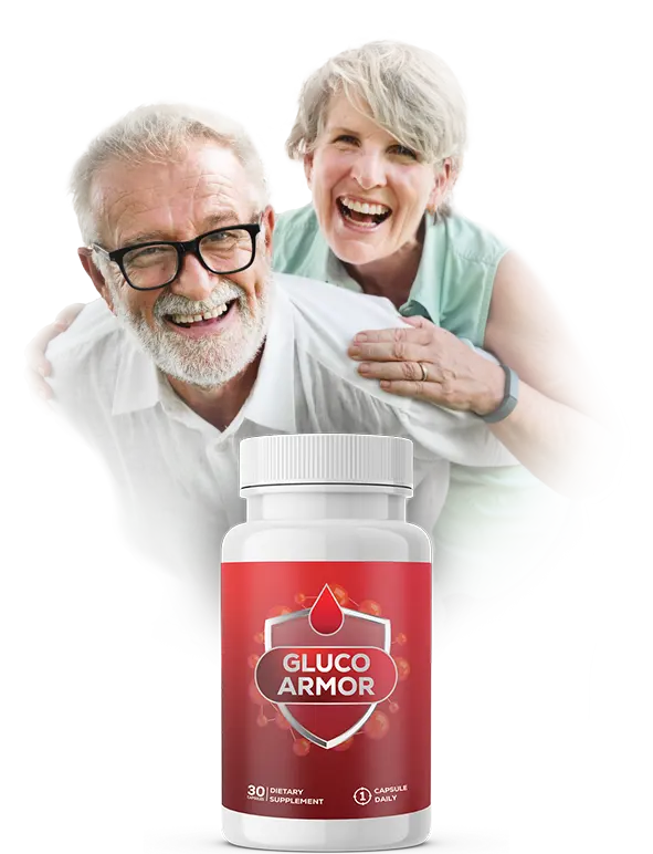 Gluco Armor supplement bottle — Natural Blood Sugar Support Formula, 30 capsules, supports healthy glucose levels